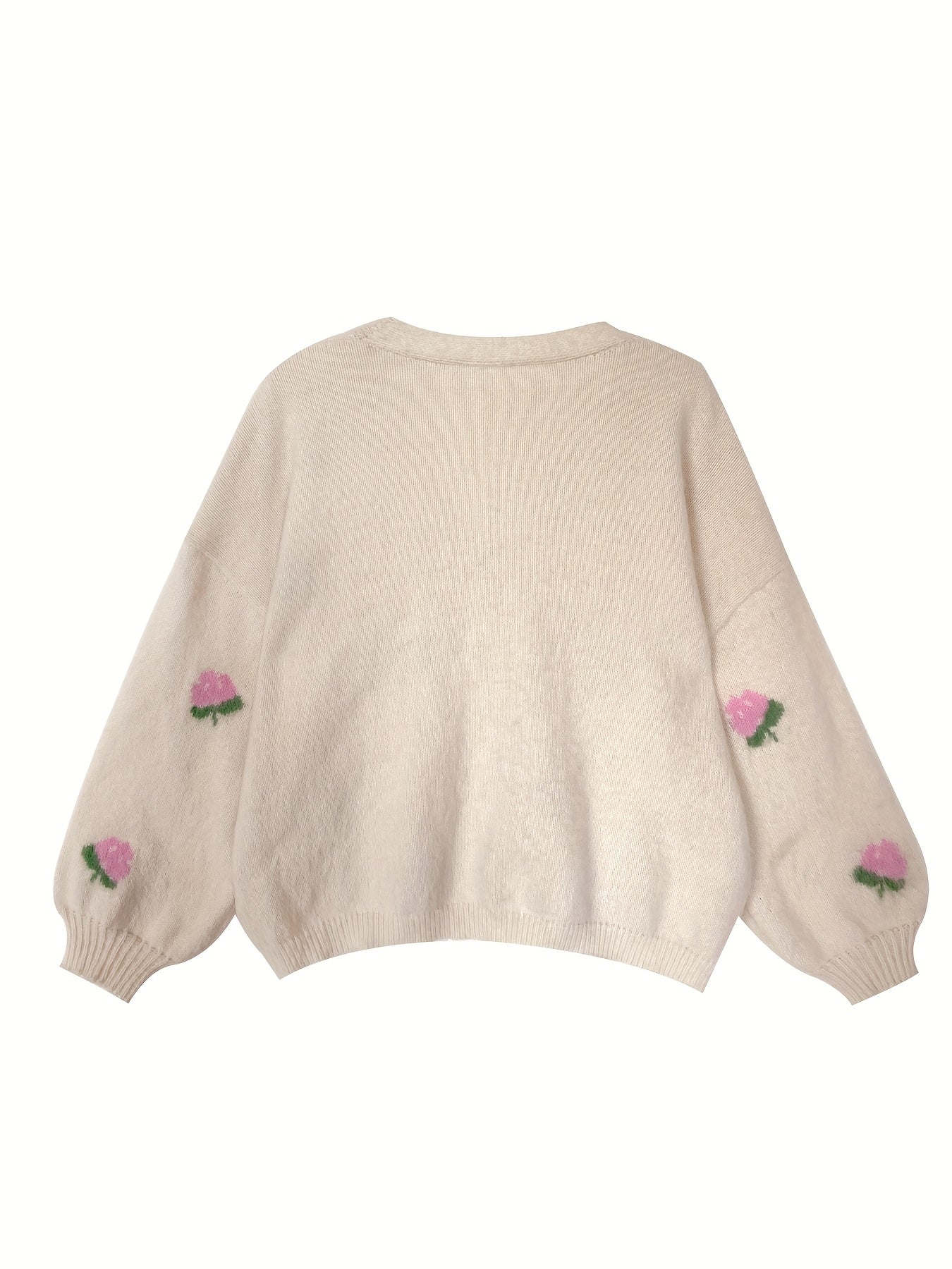 Plus Size Women's Open Front Cardigan Sweater with Fruit Pattern All-Season Layering