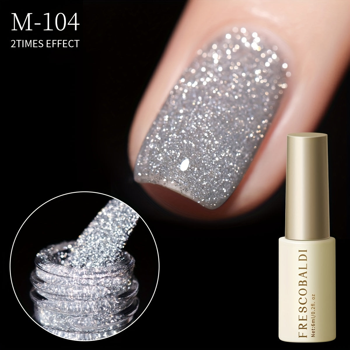 Sparkling Nail Art Glitter Gel with Disco Sparkle and Heart Pattern