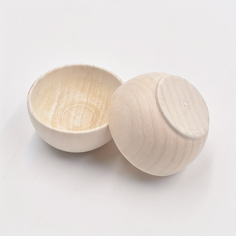 Set of 5 Natural Wooden Bowls 30x57mm for Crafts Home Decor and Kids Toys