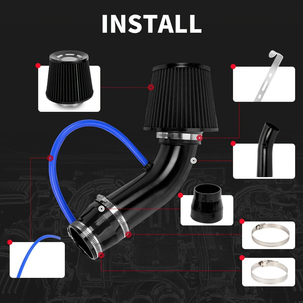 Universal Aluminum Alloy Car Air Filter 76mm Cold Air Intake Filter Kit