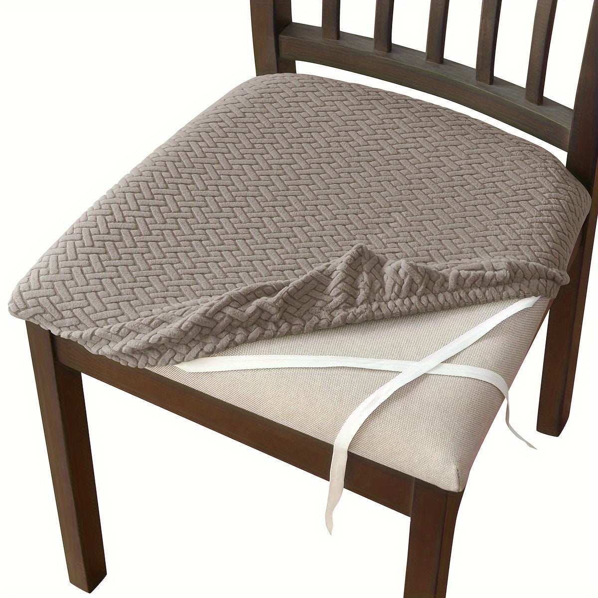 4/6 dona cho‘ziluvchan ovqatlanish stoli kreslolarining o‘rindiq qoplamalari, elastik moslash, bog‘lashlar, mashina yuviladigan