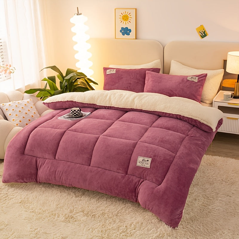 Edredón reversible estilo cabaña de terciopelo con leche y manta de sherpa