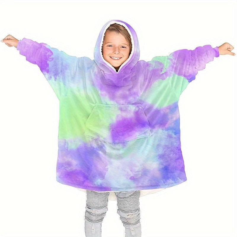 Double Layer Flannel Hoodie Blanket for Cozy Lounging on Sofa or Bed