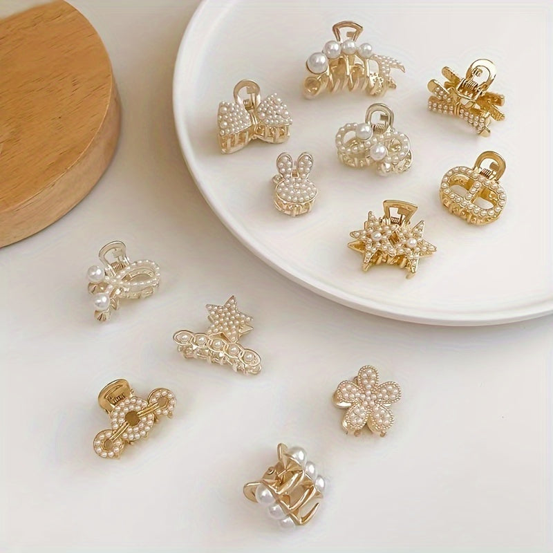 Set of 12 Rhinestone Hairpins Alloy Mixed Colors for Daily and Party Wear