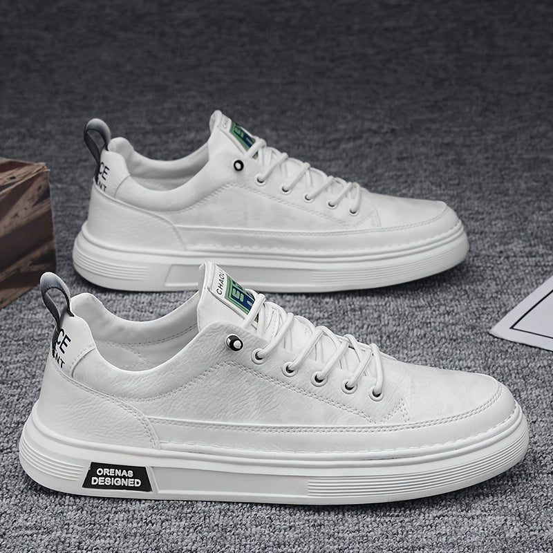 Men's Light Beige Casual Low-Top Sneakers with Elastic Laces PU Upper PVC Sole