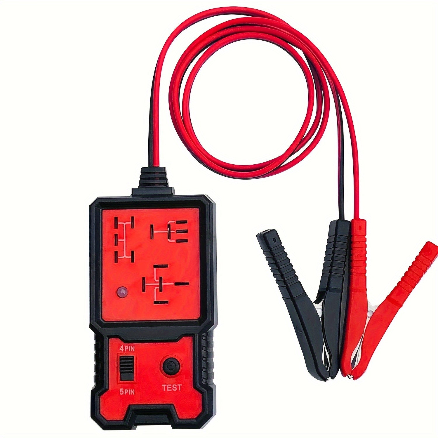 Automotive Relay Tester for 12V 4Pin and 5Pin with Battery Clips Diagnostic Tool