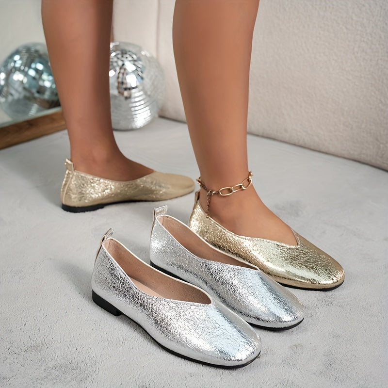 Women Flat Shoes Solid Color Slip-On Work Shoes Casual Low Heel