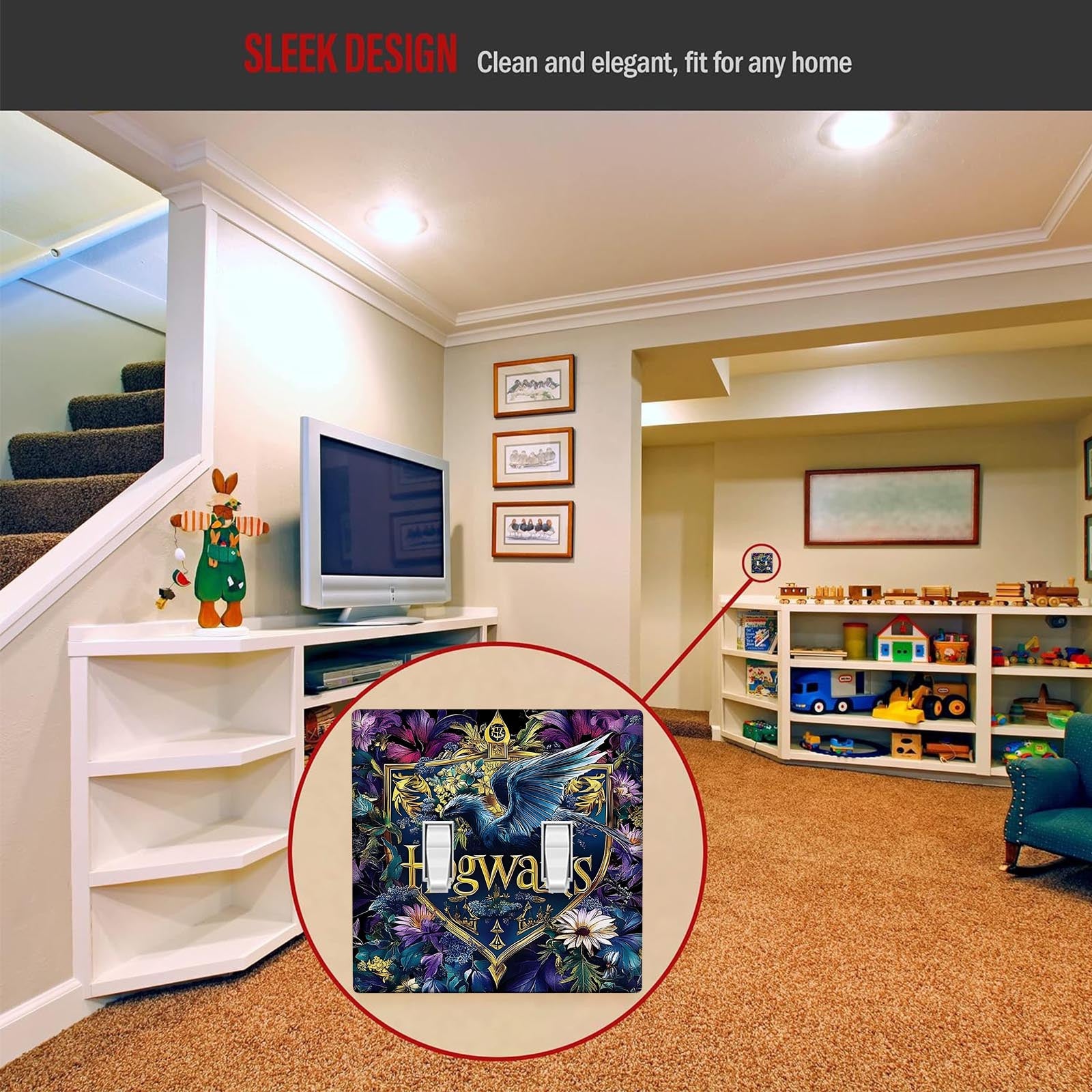 Eagle Emblem Switch Cover for 1-Gang or 2-Gang Switches Gold Accents Easy Install