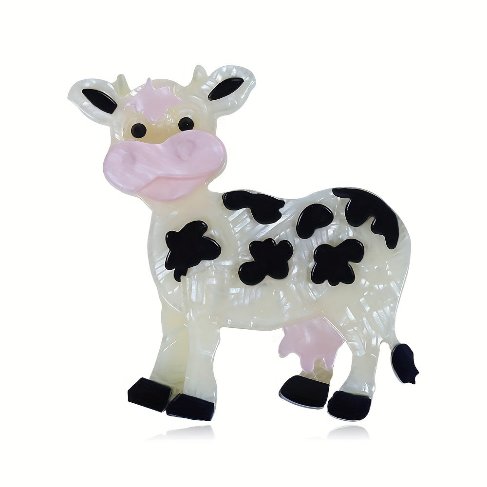 Acrylic Cow Brooch Pin Farm Animal Theme Transparent Lapel Pin for Dresses Hats Gifts