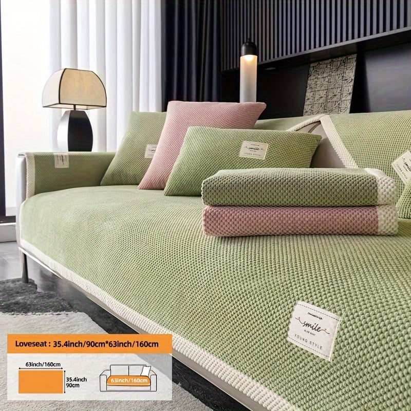 Hozirgi zamonaviy plush divan qopqog'i, barcha fasllar uchun korduroy chekkali