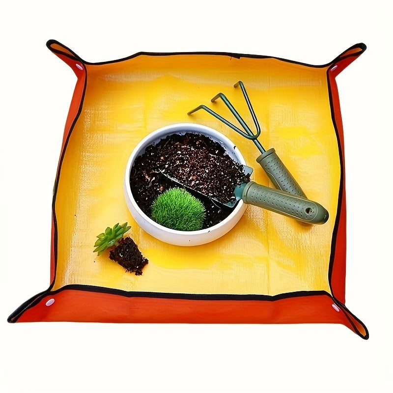 Waterproof Gardening Soil Changing Mat Red Yellow Plastic Easy to Clean for Indoor Outdoor Plant Digging Repotting