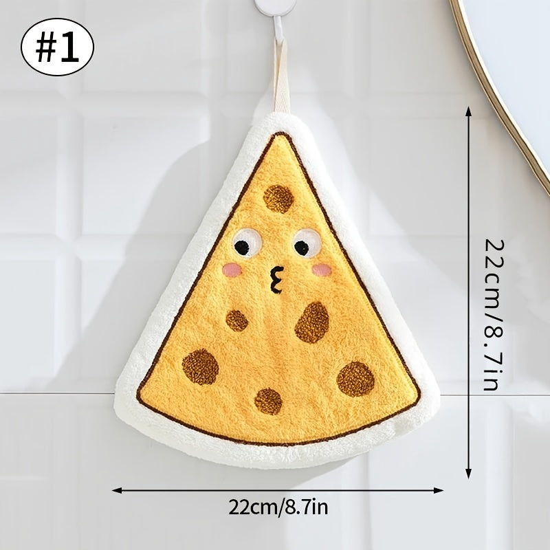 Cartoon Food Shaped Hand Towel Soft Coral Fleece Quick-Dry Absorbent Kitchen Bathroom Use