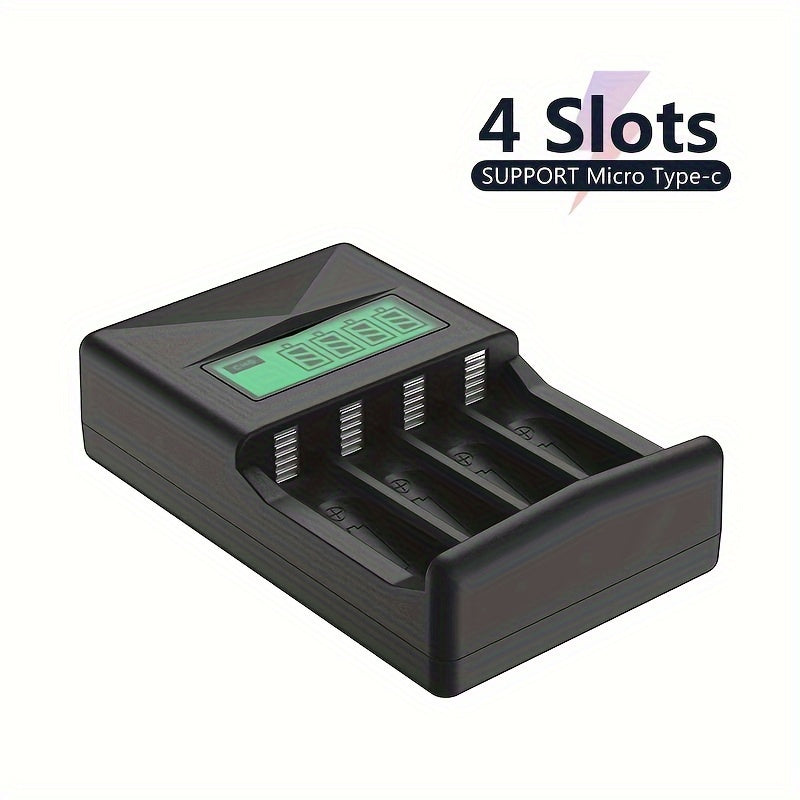 4-Slot LCD Smart Battery Charger for AA AAA Ni-MH Ni-Cd Rechargeable Batteries USB Power