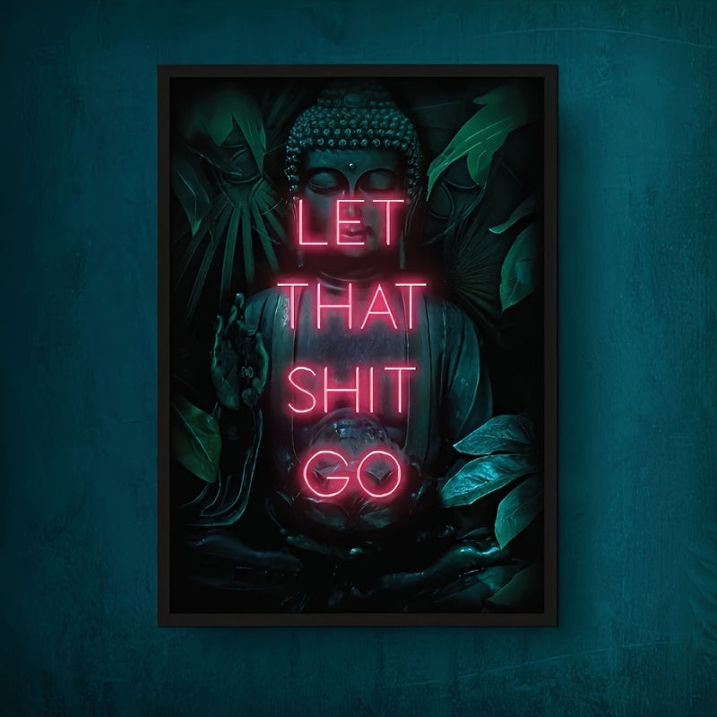 Zamonaviy uy bezaklari uchun Ramkasiz Neon Buddha Yoga Zen Kanvas San'at Chopi, Yashash xonasi devori uchun Portret yo'nalishi