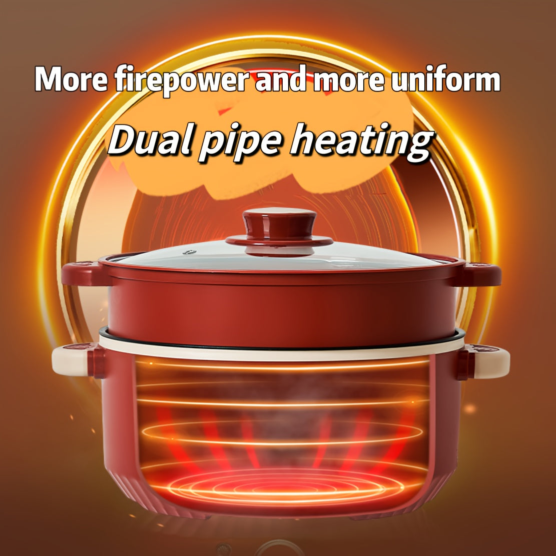 23.88cm Elektrik pishirish qozoni, ikki qavatli, yopishmaydigan, ko‘p funksiyali, oson taomlar uchun