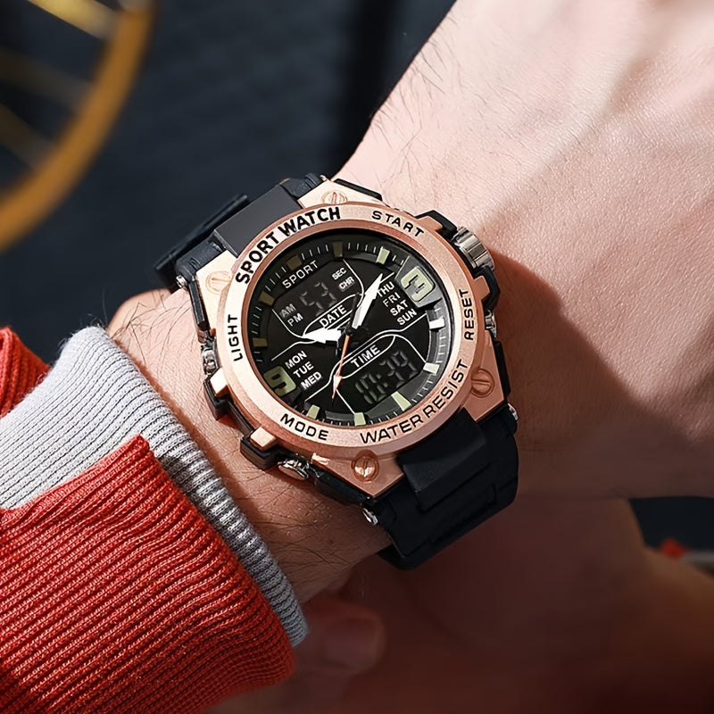 Reloj deportivo multifuncional para exteriores para hombres con diseño electrónico elegante para jóvenes