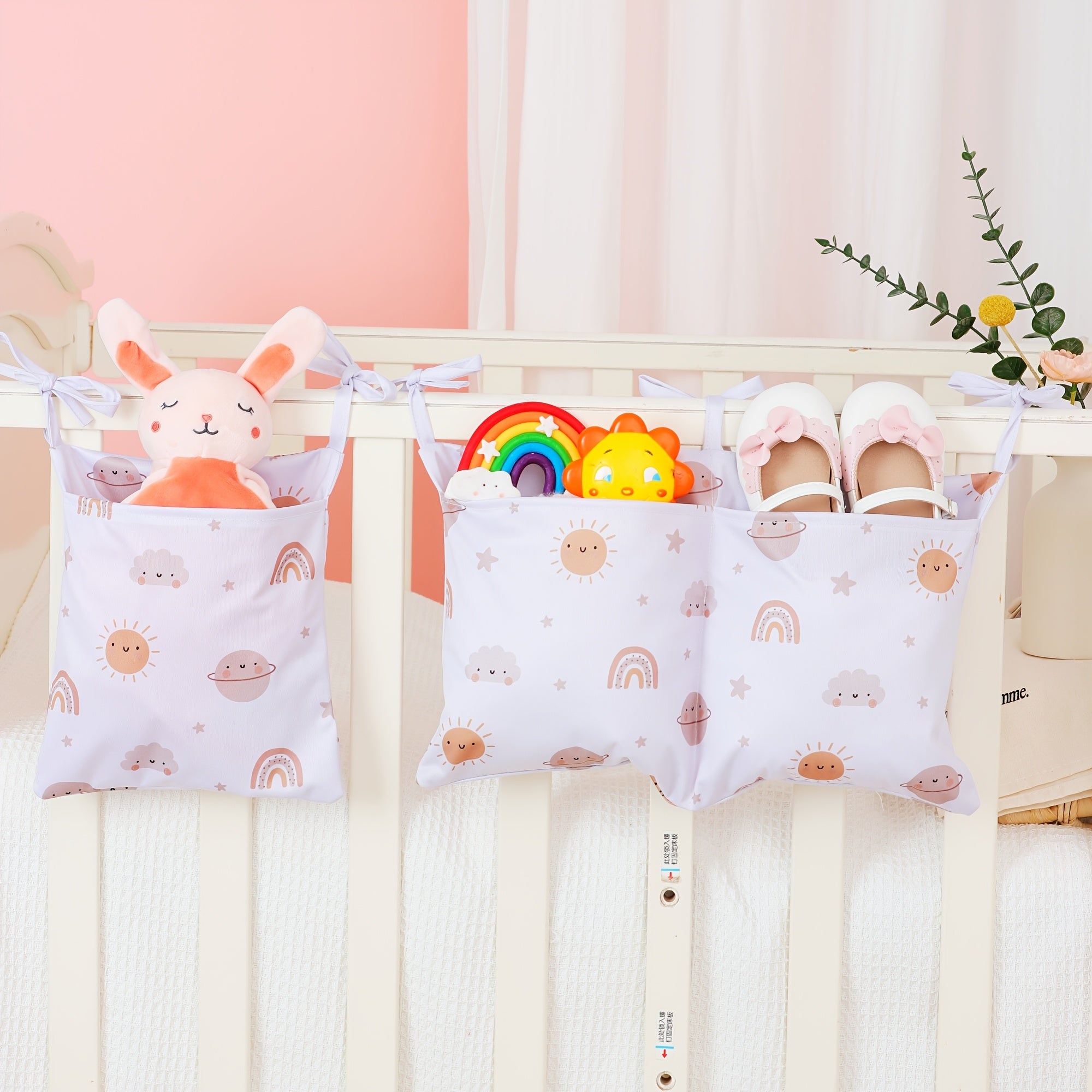 Kids Bedside Storage Organizer with Pockets, Hanging Design, Cute Print