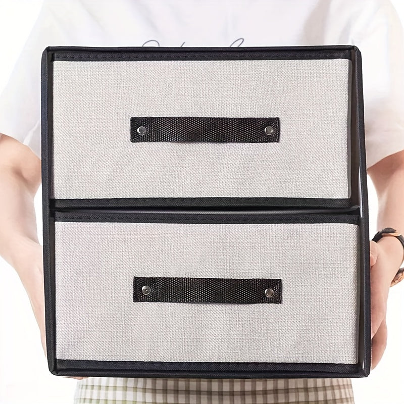 Fabric Bin Storage Organizer with Two Layers and Drawers for Closet and Dorm