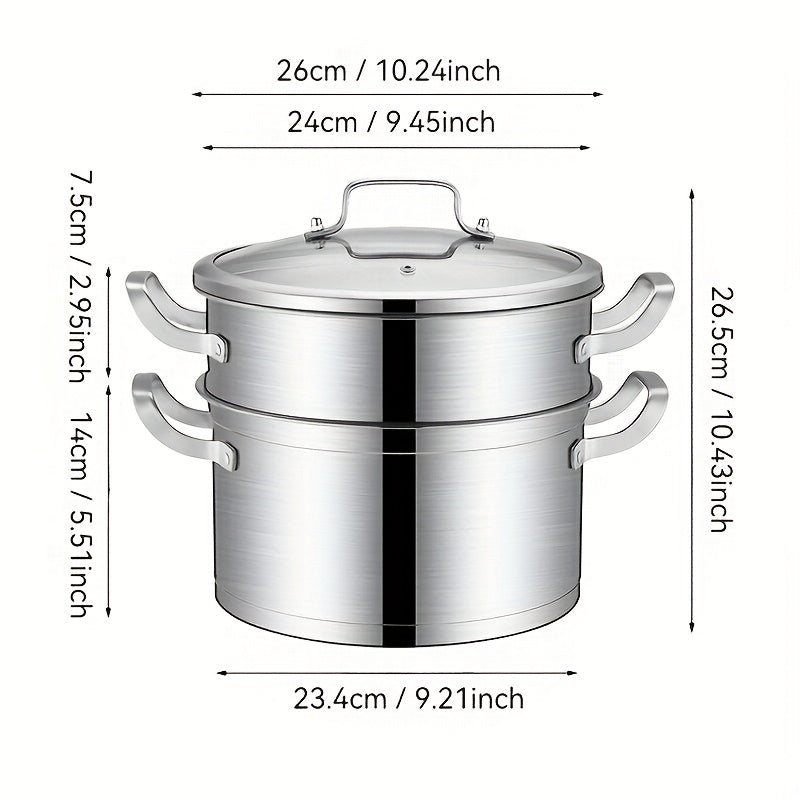 Stainless Steel Double Boiler Pot 10 Inch Non-Stick Bottom Clear Lid Kitchen Use