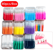 80 dona interdental cho'tkalar tishlarni tozalash uchun mikrotoʻqimalik sochlar bilan tartar olib tashlash