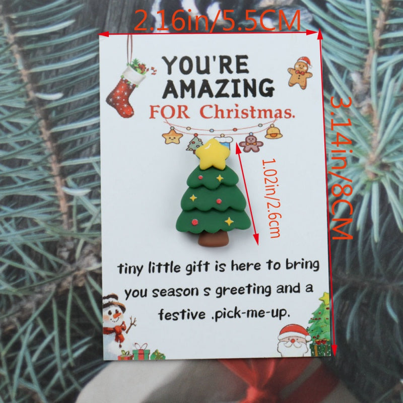 Set of 10 Christmas Greeting Cards with Resin Charms, Festive Santa, Reindeer, Snowman Designs