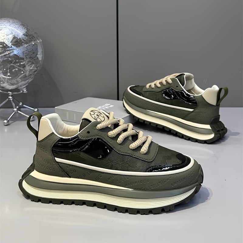 Мужские черные повседневные кроссовки с верхом из PU и нескользящей подошвой из ПВХ для бега и повседневной носки