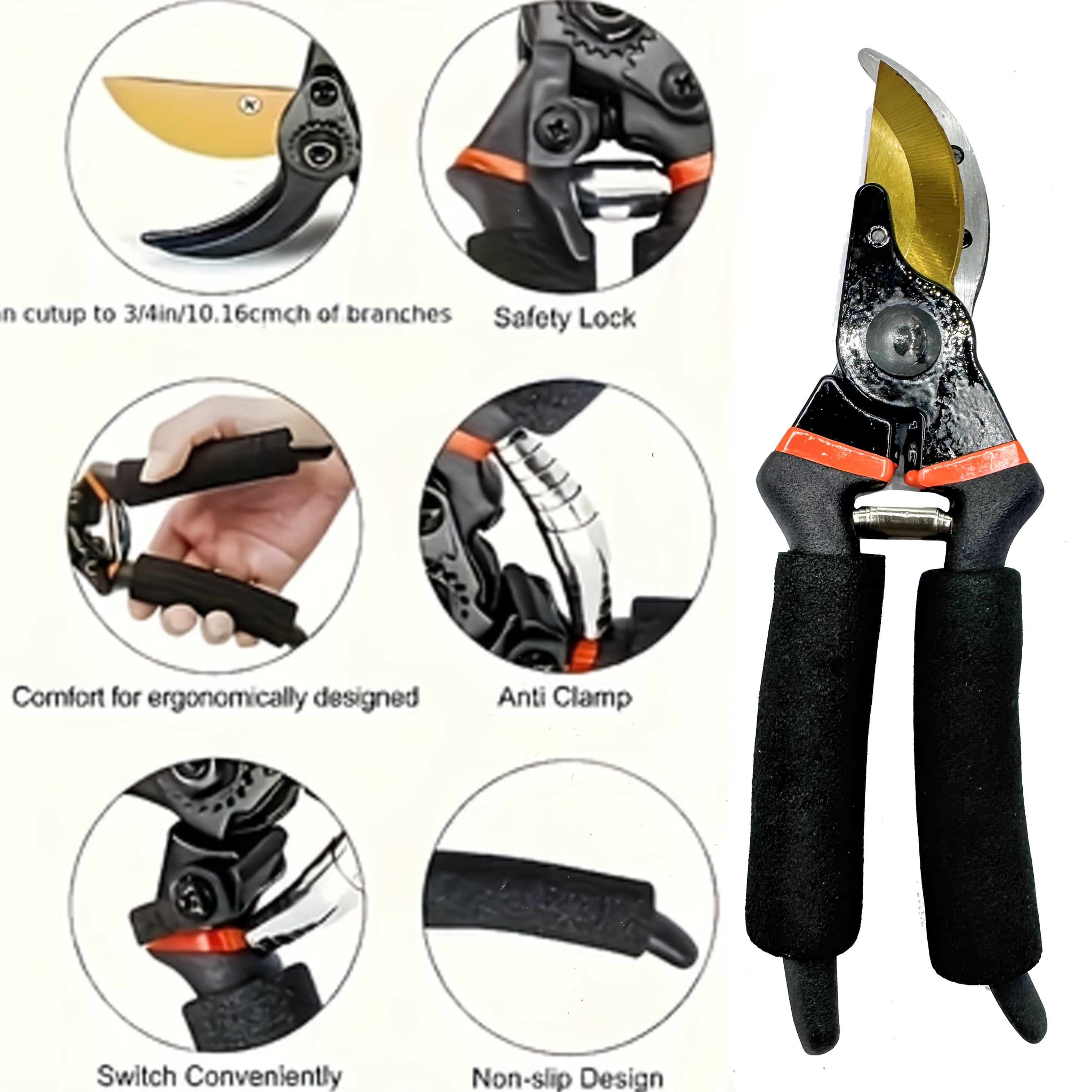 Titanium Pruning Shears Heavy Duty Gardening Scissors with Sharp Alloy Steel Blades