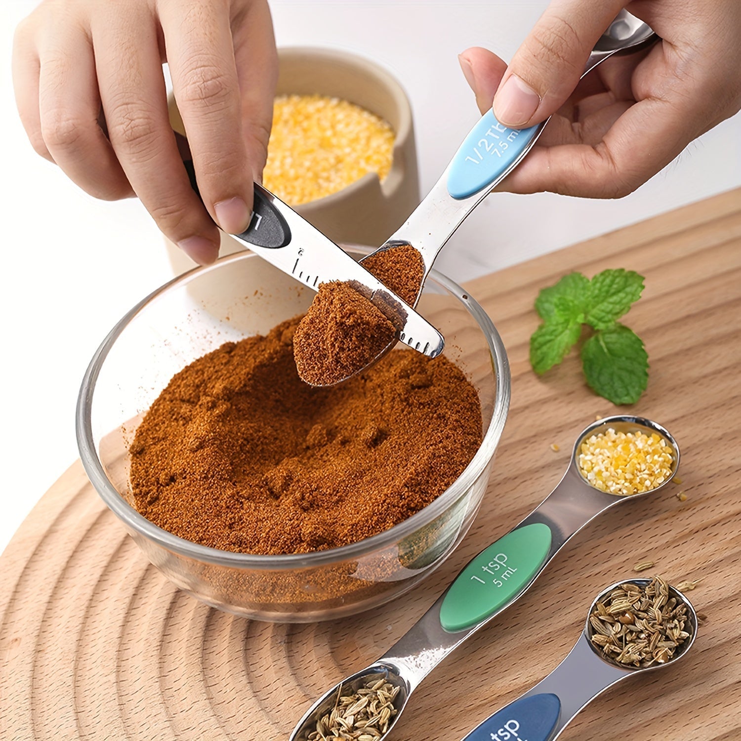 Juego de 20 tazas y cucharas medidoras de acero inoxidable con nivelador magnético
