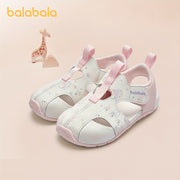 Girls Summer Sandals with Cartoon and Letter Print Lightweight Hook-and-Loop Closure Casual Beach Shoes