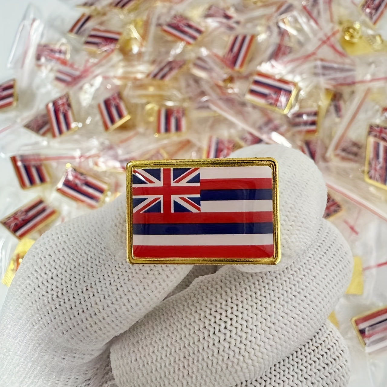 Set of 20 Vintage-Inspired Alloy Hawaii State Flag Square Lapel Pins