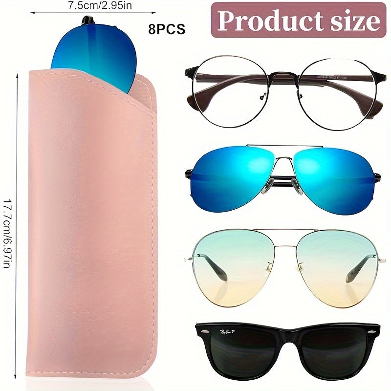 Funda de gafas de cuero sintético portátil en 8 colores