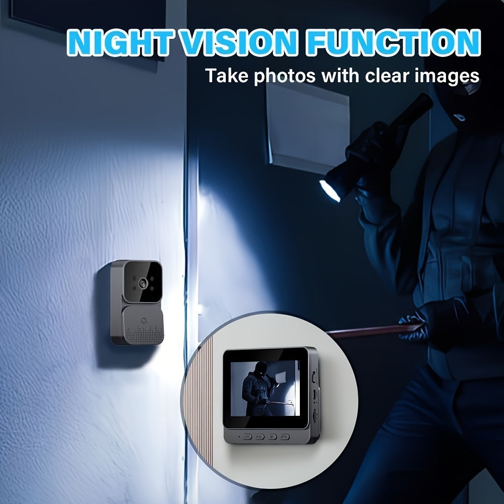 Wireless Video Doorbell with 10.92 cm Screen Infrared Night Vision Two-Way Audio Long Battery Life