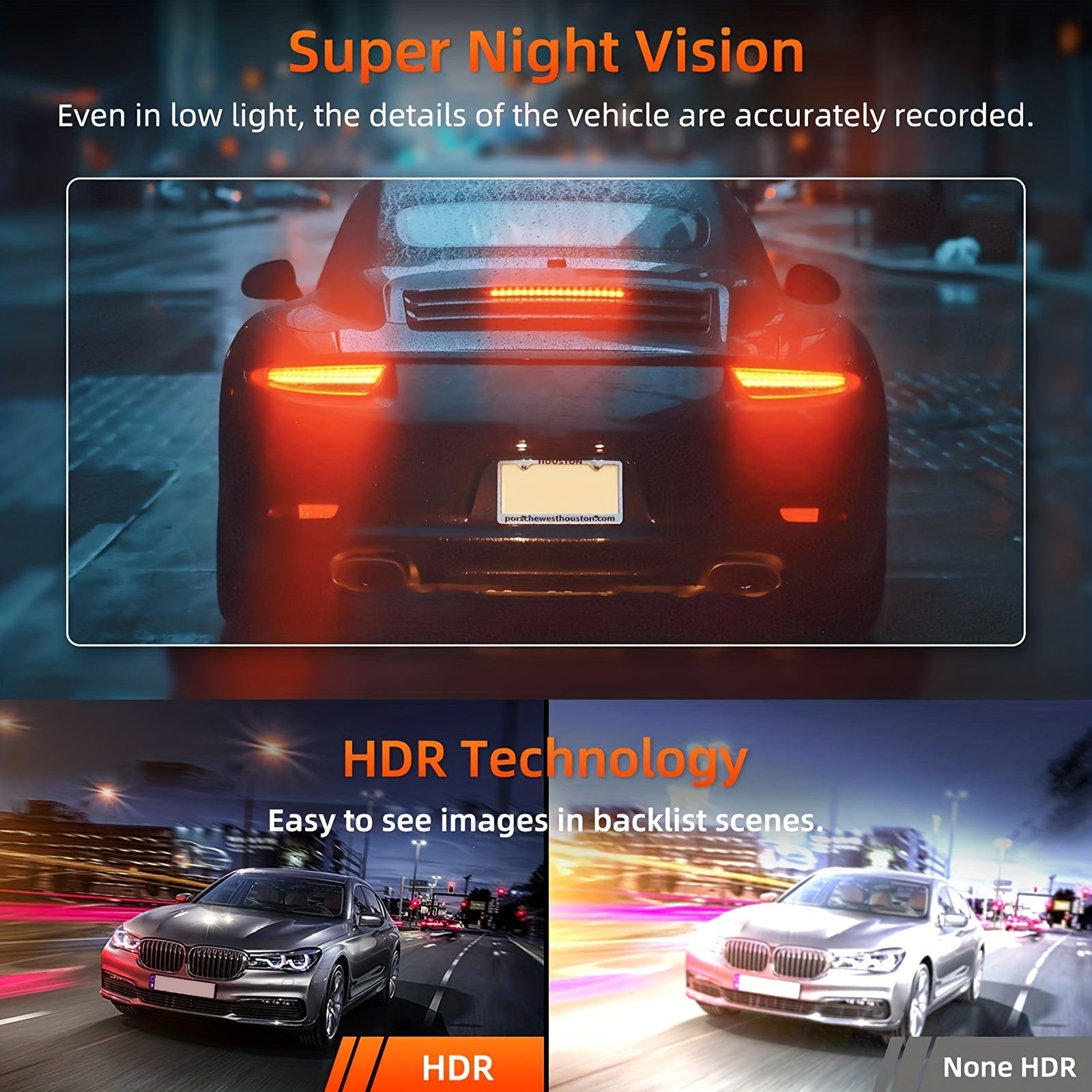 25.4cm Mirror Dash Cam 1080P Front Rear Cameras Touch Screen Night Vision Loop Recording Parking Monitor 32GB Included
