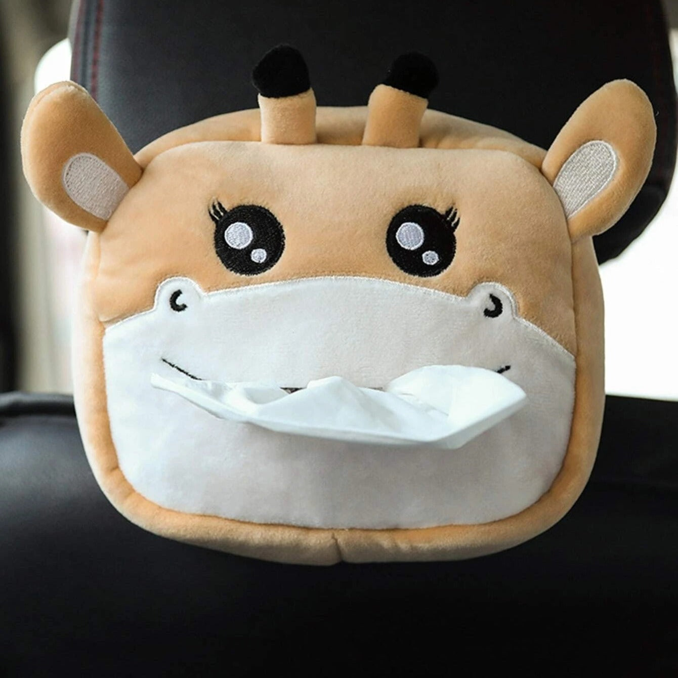 Cute Cartoon Plush Tissue Box Holder for Car Interior Decor