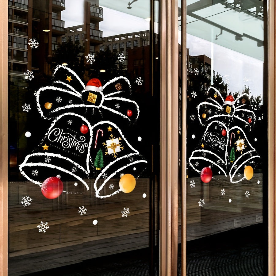 Christmas Bells Window Cling Decal Static Sticker Holiday Decor for Home or Shopfront