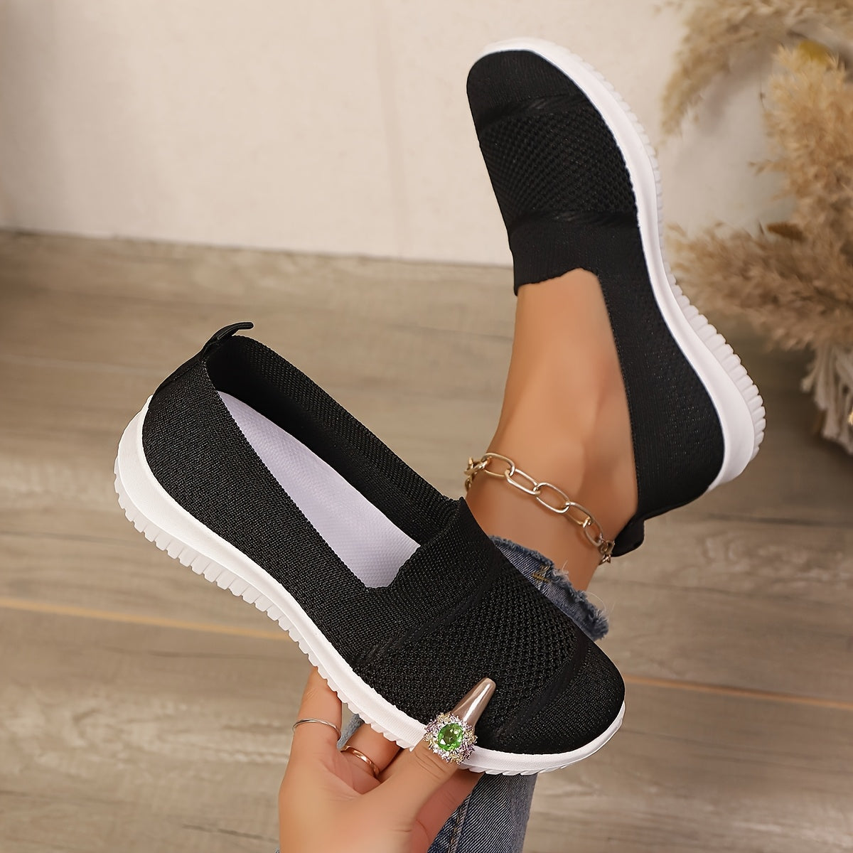 Zapatillas casuales para mujer sin cordones, ligeras y transpirables, zapatos planos