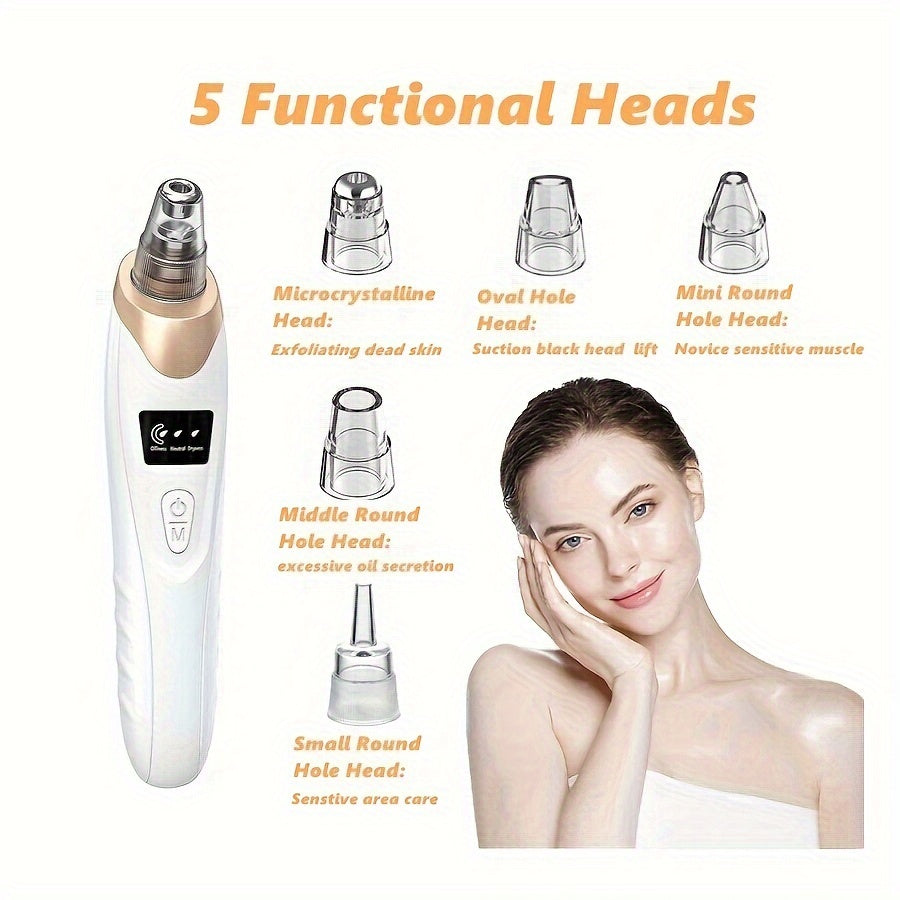 Blackhead Remover Pore Vacuum with 3 Suction Levels and 5 Probes for Women and Men