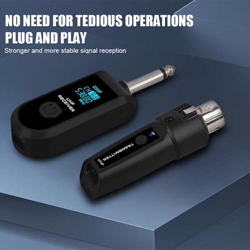 Wireless Microphone System 2.4GHz Transmitter and Receiver for XLR and 6.35mm Microphones