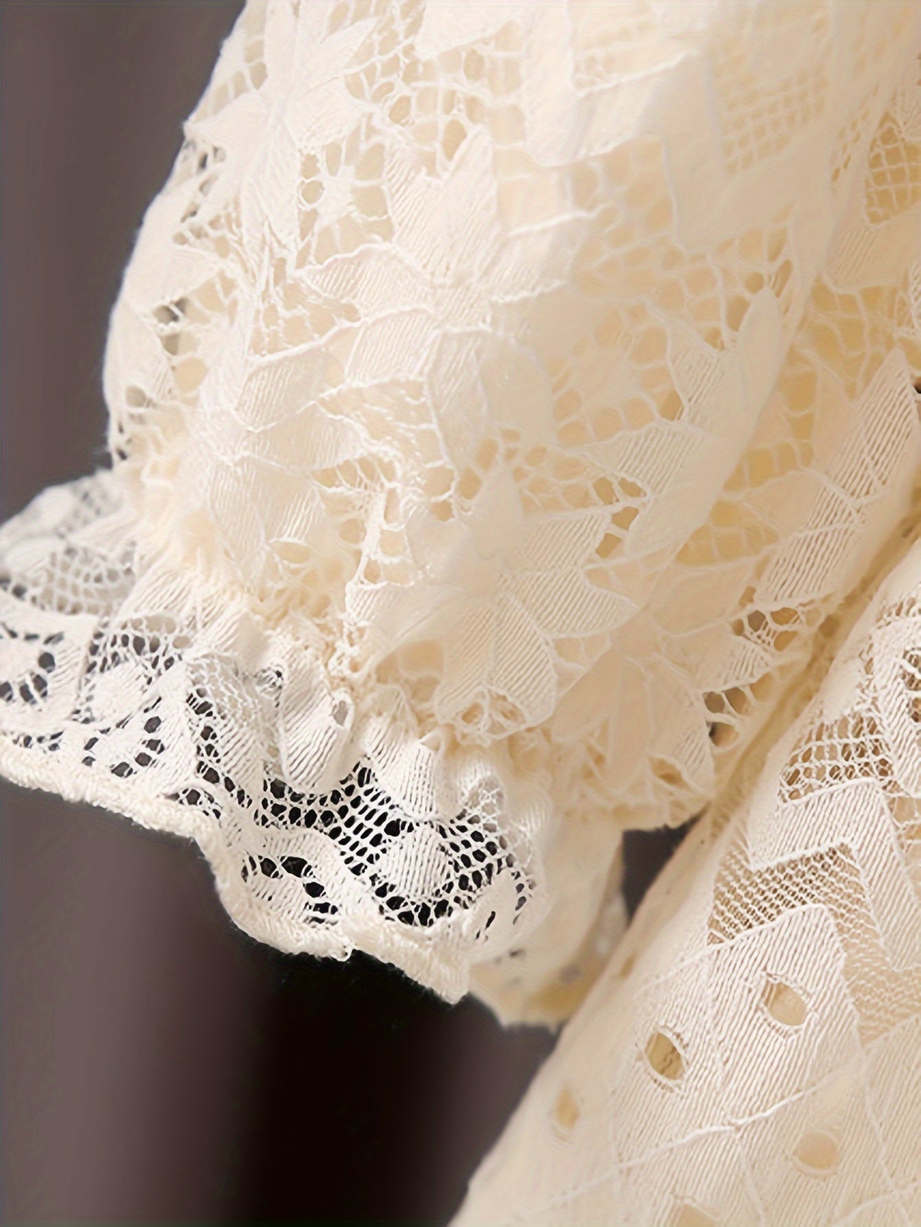 Girls' Long Sleeve Lace Dress Solid Color Flared Polyester All Seasons