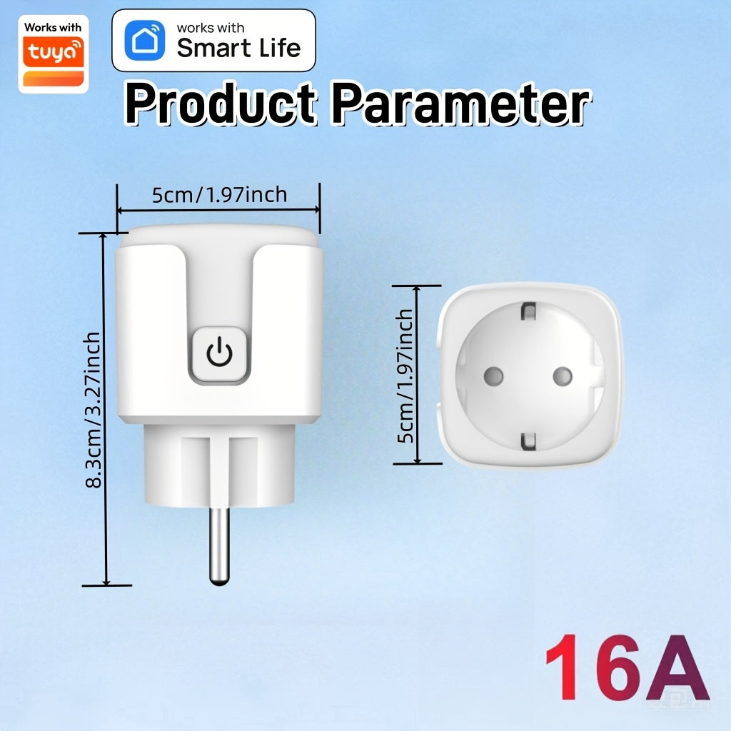 16A WiFi Smart Plug with Power Meter Voice and App Control for European Outlets