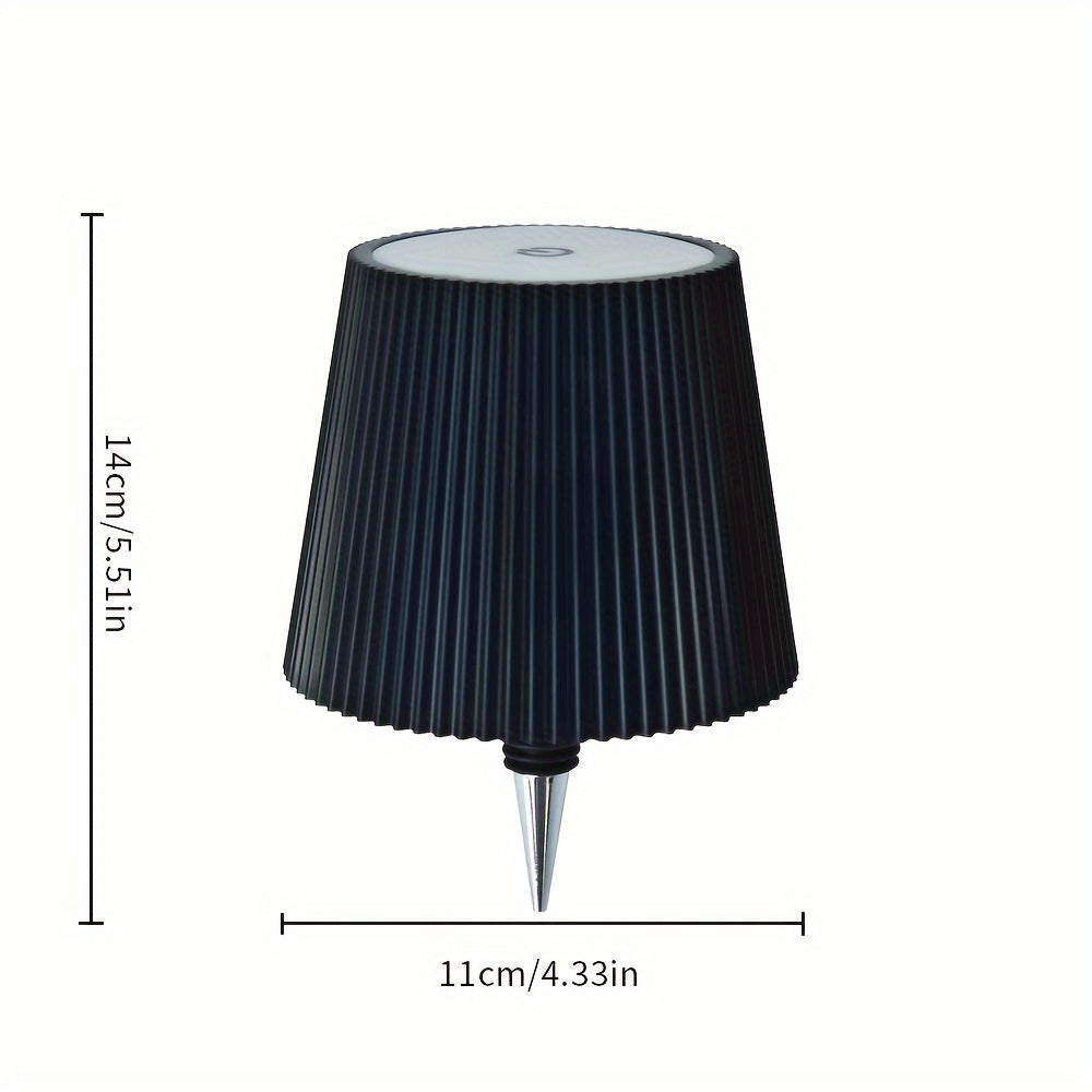 USB Rechargeable Metal Table Lamp with Touch Control 3-Color Dimmable Pagoda Shade