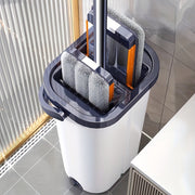 Metall Qo'l Sıxish Mopu va Chelak To'plami O'z-o'zini Tozalash Tizimi bilan - Yashash Xonasi, Yotoqxona, Hammom, Tualet, Oshxona uchun Mukammal - 2/4/6 Maktabga Yaroqli Mikroto'qimalar, Oson Bo'shatiladigan Drenaj va Ergonomik Tutqich - Elektr energiyasiz