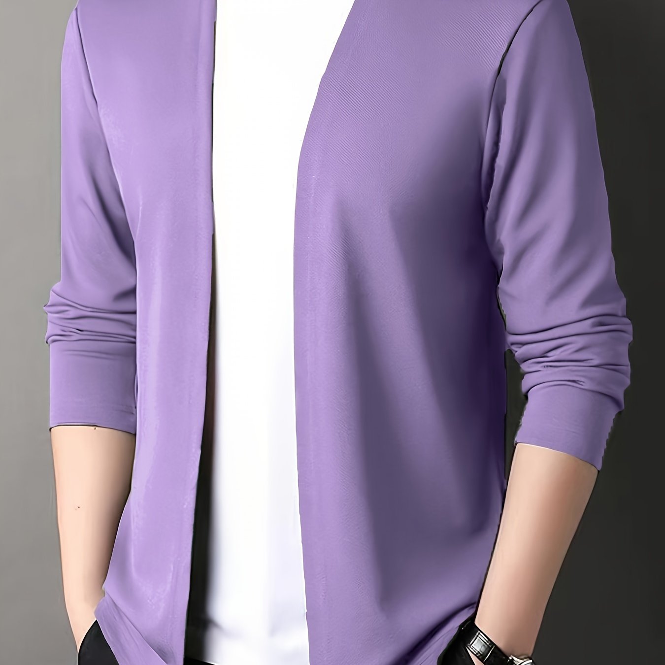 Men's Slim Fit Knitted Cardigan Long Sleeve Solid Casual Fall Polyester
