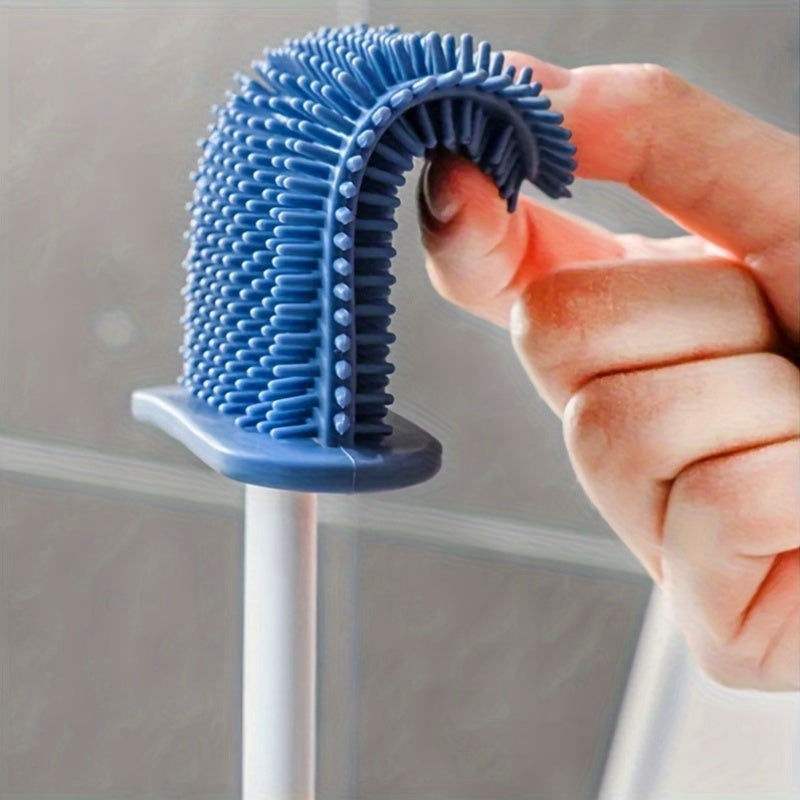 Silicone Wall-Mounted Toilet Brush Set with Long Handle and Holder for Bathroom and Toilet Cleaning