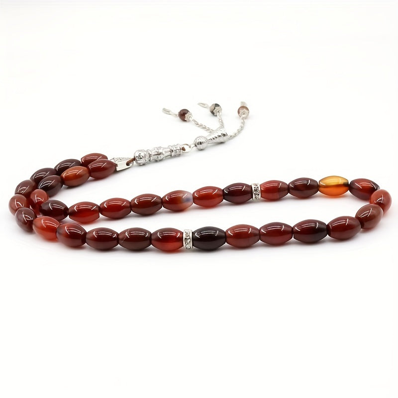 Agate Oval Tasbih Islom duosi bo'yicha marjonlar rosariy Eyd sovg'a to'plami erkaklar va ayollar uchun