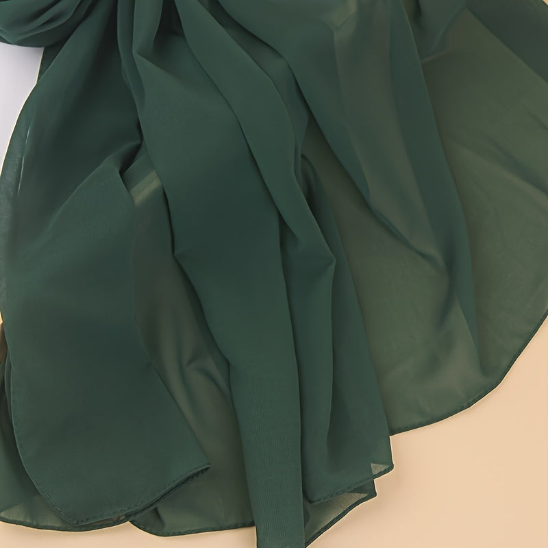Solid Color Chiffon Hijab Scarf for Women Soft Lightweight Versatile Head Cover