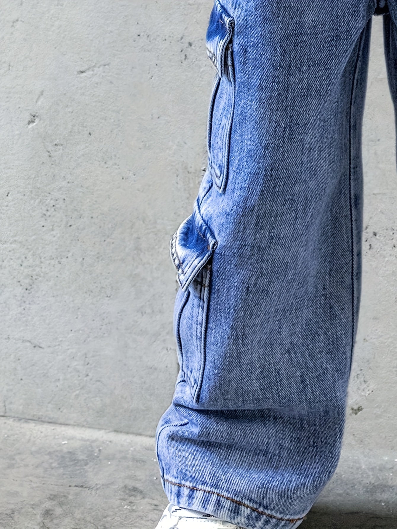 Джинсовые брюки-карго для девочек с эластичным поясом и многокарманным дизайном для возрастов 8-15 лет