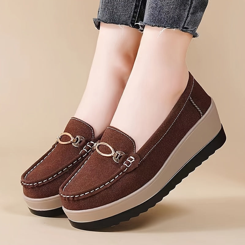 Women's Slip-On Chunky Platform Loafers Synthetic Casual Shoes All-Season