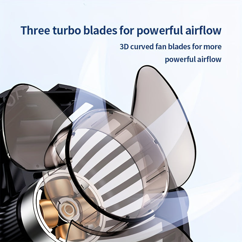 Portable Dual-Head USB Car Fan with Aromatherapy Cover, Adjustable Speed, Quiet Brushless Motor