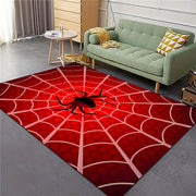Alfombra de área con patrón de telaraña 3D de poliéster antideslizante y lavable para sala de estar y dormitorio